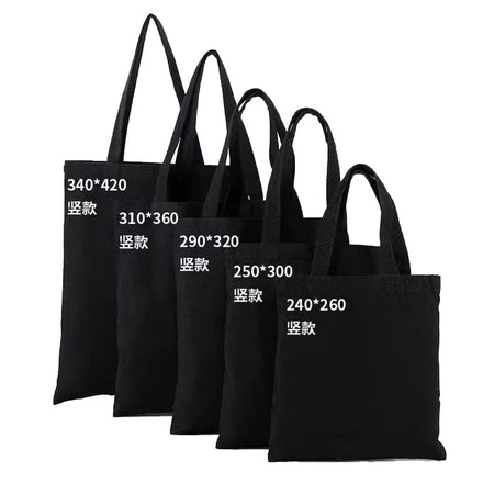 Large 10 Ounce Black Cotton Canvas Tote Bag Eco-Friendly Reusable Shopping Cloth Bags