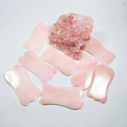 2026 Natural Jade Stone Factory Low Price Rose Quartz Scraping Gua Sha Set Guasha Massage