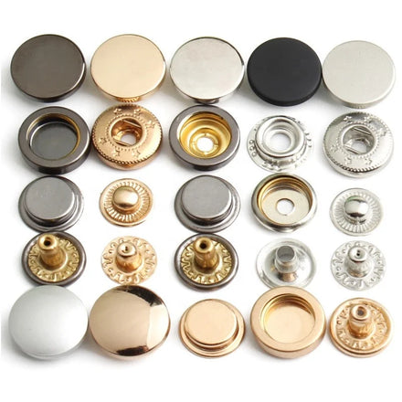 Custom Emboss 12mm 15mm Round square Coat Brass Stainless Steel 4 Part Cloth Metal Spring Press Snap Button for Clothing Helmet