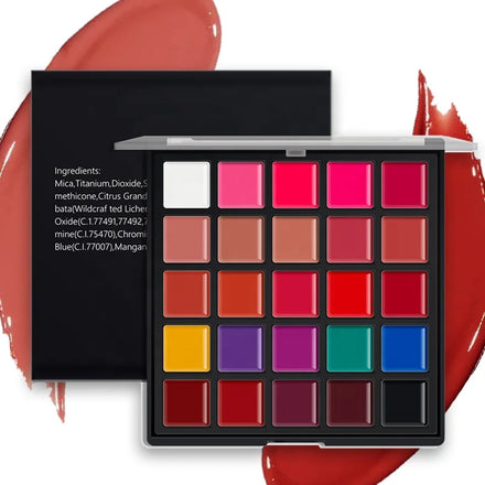 Wholesale 25-Color Matte Lipstick Cream Palette Waterproof Long-Lasting Easy to Apply 3-Year Shelf Life Lip Gloss Palette