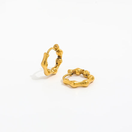 JOOLIM Jewelry PVD 18K Gold Plated Bambo Hoop Earring Stainless Steel Jewelry Fashion Jewelry