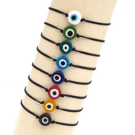 Go2boho Turkey the Eye of Evil Bracelet Bohemia Black Rope Adjustable Size Bracelet Lucky Glass Bead Bracelets Jewelry