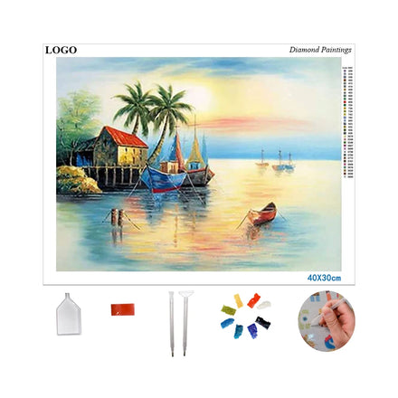 Nice Landscape 2.5mm Full Drill Canvas Diy Diamond Painting Cross Stitch