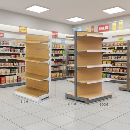 Customized Metallic Heavy Duty Single-Sided Supermarket Display Rack Epoxy Powder Coating Quick Installation Multiple Store