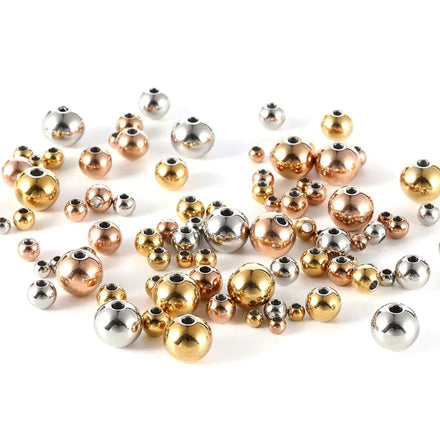 Wholesale Stainless Steel Smooth Round Spacer Beads Bracelet Necklace DIY Jewelry Making Accessories