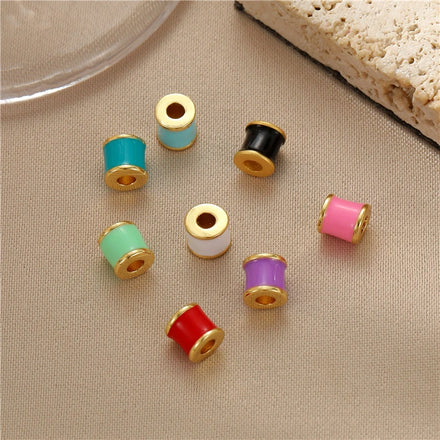 Wholesale Fashion Bracelet Jewelry Diy Findings 14K Gold Plated Brass Enamel Tube Spacer Beads for Jewelry Making