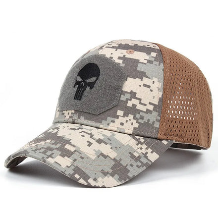 Outdoors Digital Camo 3D Embroidery Trucker Hat Men 6 Panel Skull Tactical Canvas Fishing & Sports