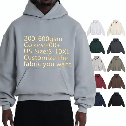 Sudaderas Con Capucha Black Casual Hooded Oversized Blank Plain Autumn Cotton Men's Fleece Terry Letter Hoodies & Sweatshirt