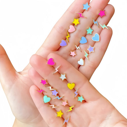 ZUOLA Wholesale Fashion 18k Gold Plated Gold 925 Silver Pole Women Heart Star Earrings Oil Painting for Girls