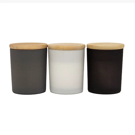 2026 Hot Sale Handmade Matte Glass Mini Scented Candle with Bamboo Lid Customizable Colors for Christmas Occasions