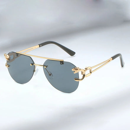 HBK New Fashion Pilot Leopard Sunglasses for Unisex Vintage Alloy Brand Hip Hop UV400 Protection PC Lenses