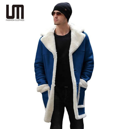 OEM ODM New Style Winter Men Warm Plus Size Long Coats Wool Fur Collar Jacket