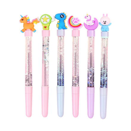 2024 Creative Cute Pens for Girls Cartoon Kawaii Uniicorn Sequin Liquid Sand Glitter Gel Pen