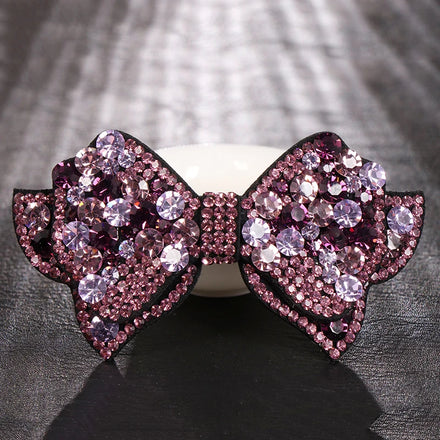 HX-187 Flower Pattern Crystal Bow Hair Clips Pins for Women Shining Rhinestone 5 Colors Party Jewelry