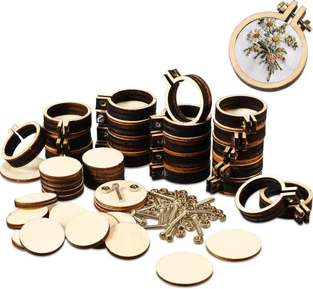 Tailai Mini Embroidery Hoop Mini Wood Hoop Ring Wooden Round Crossing Stitch Hoop Small Display Frame Circle
