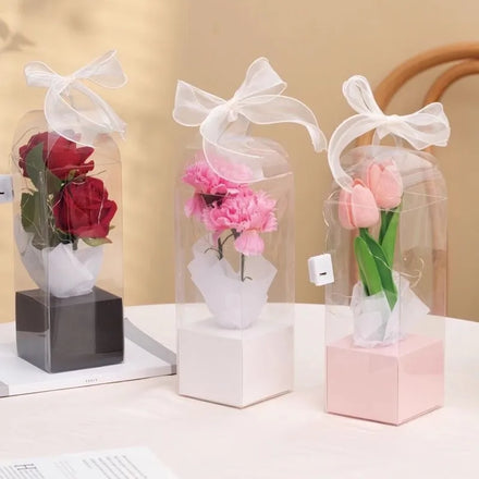 Transparent Panoramic Rose Bouquet Box Single Portable Paper Packaging for Christmas Flowers