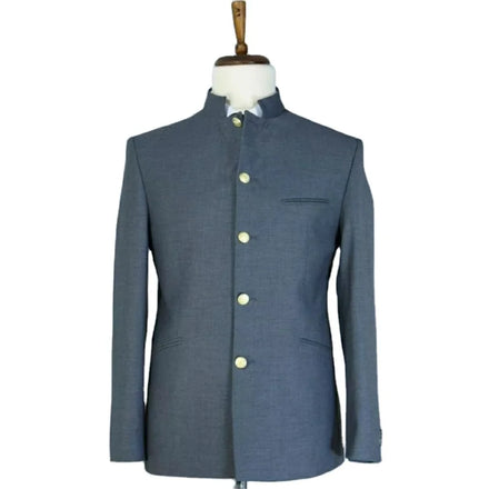 Grey Chinese Mandarin Collar Men Suits Traditional Men Blazer Pant Design Prom Wedding Father Suit Men's Suit Business Clothing