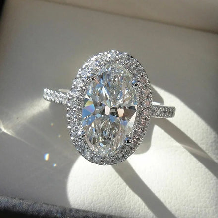 CAOSHI Female Bridal Dinner Jewelry Inlaid Oval Egg Shaped Zircon Engagement Wedding Rings Silver Color