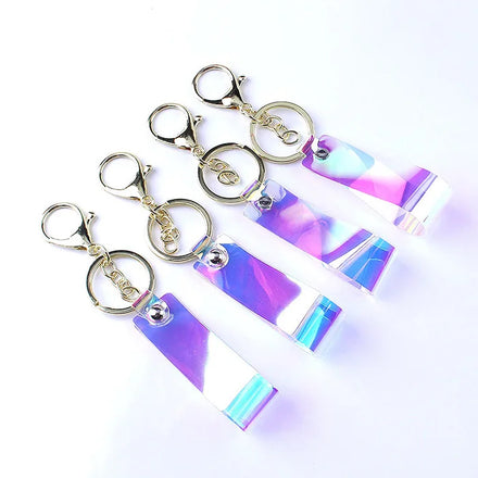 Cute Wrist Lanyard Women Wristlet Strap Holographic Sparkly Glitter Short Keychain Holder with Clasp