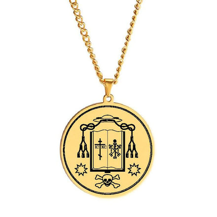 Vademecum Cypriani Collection of Various Prayers Novenas to Saint Cyprian of Antioch Talisman Stainless Steel Pendant Necklace