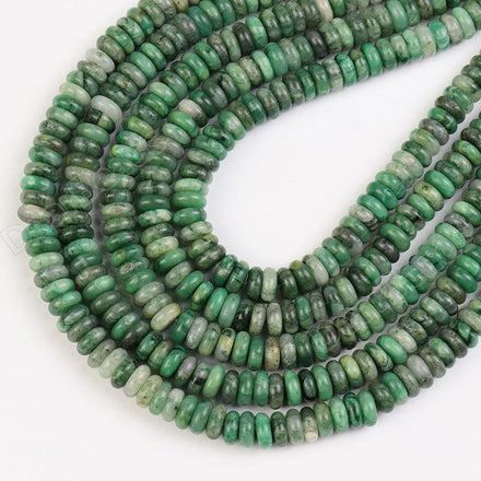 Heishi Spacer Rondelle Gemstone Beads Strand Natural Green African Jade Abacus Disc for Necklaces Making 2x6mm