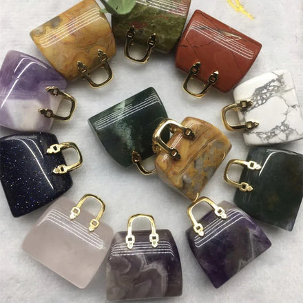 Natural Crystals Mixed Material  Crystal Bags Gemstone Mini Handbag for Christmas Gift