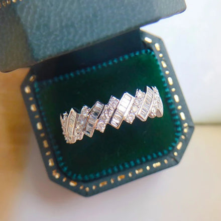 CAOSHI Luxury 925 Silver Color Finger Rings for Women Daily Wear Shiny CZ Office Style Cool Rings Female Cubic Zirconia