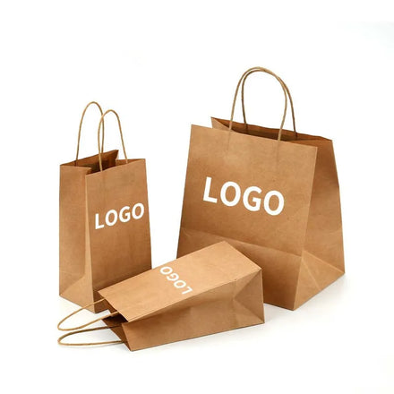 Eco-friendly Recycled Materials Kraft Paper CMYK 4 Color Offset Printing Twist Square Bottom Food Paper Bag Custom Supermarket