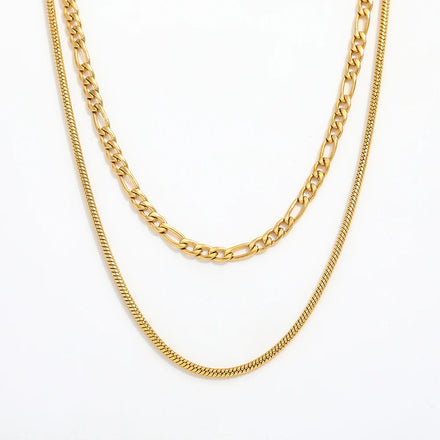 Fenny Ready to Ship Simple Versatile Double Layer Basic Chain Necklace High Quality Stainless Steel Jewelry Wholesale
