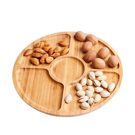 Henyu Commercial Grade Bamboo Round Wooden Trays Oil Rubbed Finish Multi-Function Serving for Food