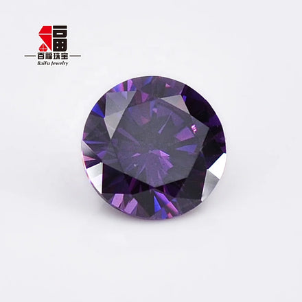 Baifu Dark Amethyst Color Round Brilliant Cut Cubic Zirconia 3A 5A Quality 1.0-3.0mm Loose Stones Compatible Factory Direct