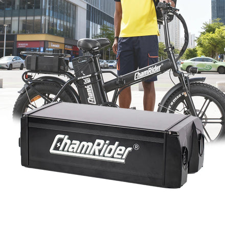 Chamrider Long Range Seat Tube Rear Rack Polymer Battery Pack 48V 50AH 50A BMS 15Khw for Electric Bike Electric Bicycle Battery