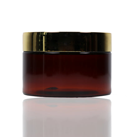 Clear amber Color Cosmetic Plastic PET Jar with Shiny Gold Lid 250ml 500ml Great Container for Body Butter Cream Lotion Stash