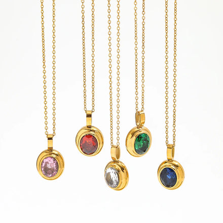 Fenny Waterproof&No Fade Fashion Hot Colorful Zirconia Pendant Necklace High Quality Stainless Steel Jewelry Wholesale