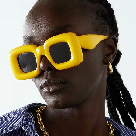 Custom Logo Fashion Candy Color Big Frame Sun Glasses UV400 Punk Square Sunglasses Women Men