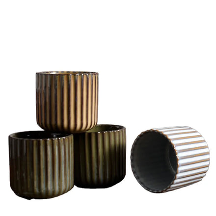 180ML Customized Logo Creative Ceramic Beer Mug Kiln Changed Clay Striped Ceramic Mug Coffee Cup