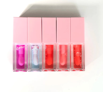 Wholesale Herbal Liquid Lip Oil in Square Tube Hydrating Watermelon & Cherry Flavors Custom Logo Option