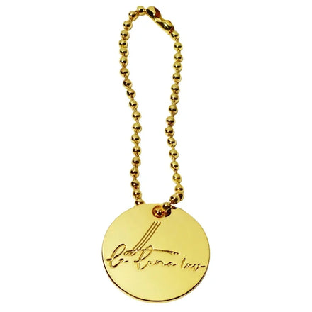 Custom Purse Accessory Metal Tags logo Designer Gold Letter Round Chain Label Plate With Ball Chain