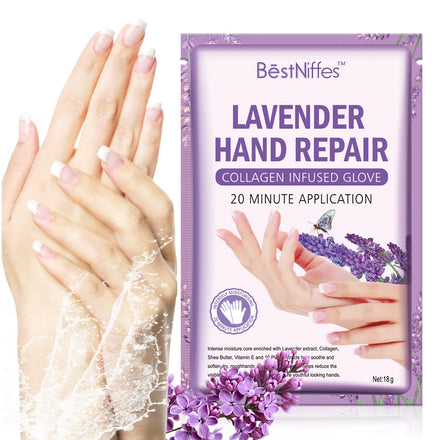 BestNiffes Lavender Collagen Tender Whitening Repairing Exfoliating Hydrating Moisturizing Hand Mask