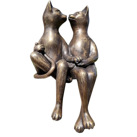 Double Dating Cat Resin Statue Home Garden Decor Ornament Outdoor Yard Art Sculpture