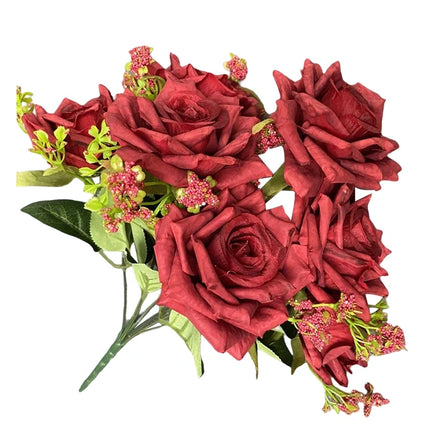 Valentines Gifts Flower Wedding Decoration Artificial 7 Heads Hugo Rose