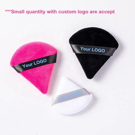 Good Quality LOGO Customization Cosmetic Makeup Triangle Powder Puff Triangle Design Makeup Soft Velvet Sponge Puff