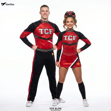 Boys and Girls Custom Allstar Cheerleading Uniform for Competition Long Sleeve Rhinestones Cheer Uniform Factory in Low MOQ