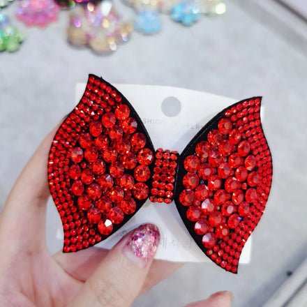 HX-192 Handmade Crystal Women Hair Bows Clips Shiny Cute Hairpins Daily Barrettes Rhinestone Headwear Accessoires