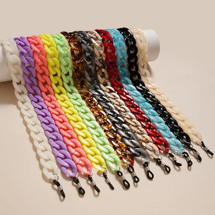 New Fashion Acrylic Glasses Chains Holder Cord Reading Sunglasses Chain Women Colorful Eyeglasses Hanging Neck Chain Strap Rope