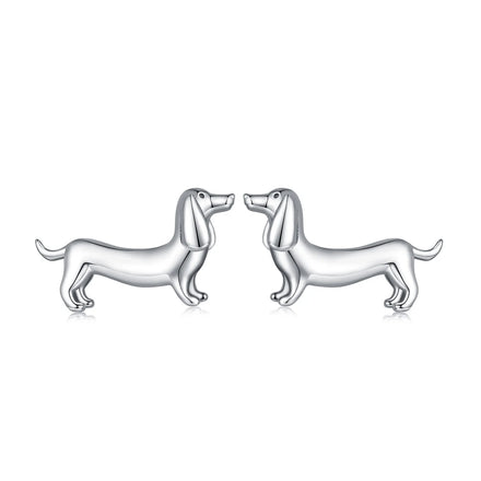925 Sterling Silver Cute Dachshund Dog Stud Earrings for Women Original Animal Studs Earring Delicate Girl Jewelry Gift SCE1535