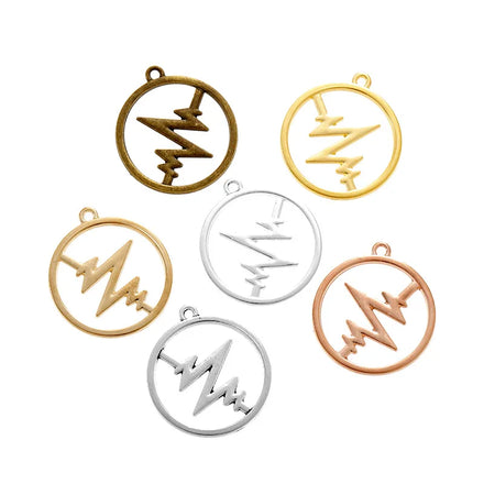 YuenZ 6 Color Electrocardiogram Round Connector Charms Alloy Metal Pendants for Handmade Jewelry Accessories Making B1105