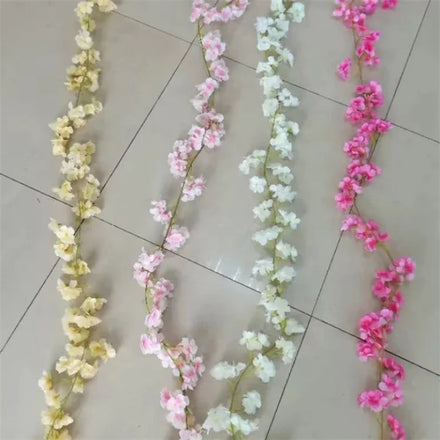 New Design G-2047 Artificial Silk Garland Cherry Blossom Wisteria Hanging Ceiling Flowers for Wedding Decoration
