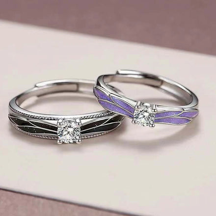 CAOSHI Silver Color Creative Couple Wedding Rings Women Men Purple/Black Fresh Style Adjustable Opening Rings
