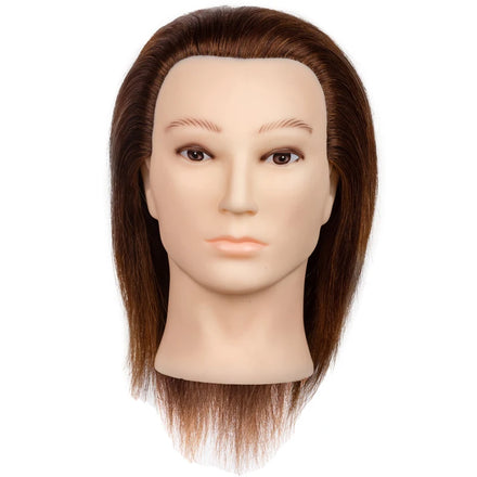 HAIR WAY Female Mannequin Head Hair Training Head with 100% Human Hair 14inch Straight 51cm Hairdresser Training Practice Head